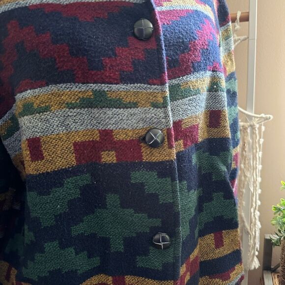 Vintage David Paul New York Tribal Western Print Semi Crop Blazer Jacket - Picture 6 of 8